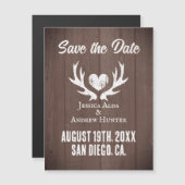 木製の鹿の角のハート磁気は日付カードを保存 (正面/裏面)