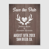 木製の鹿の角のハート磁気は日付カードを保存 (正面)