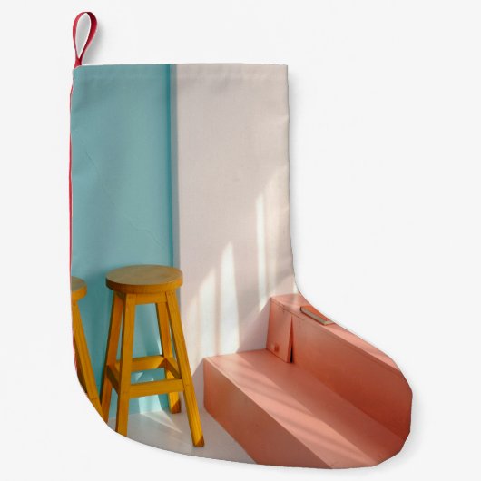 木製の黄色いバー スモールクリスマスストッキング (正面)