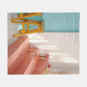 木製の黄色いバー フリースブランケット (正面(横))