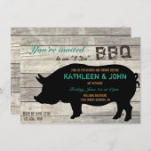 木製の「I Do」 BBQ リハーサルディナー招待状 招待状 (正面/裏面)