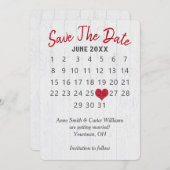 木製の「Save the Date」ウェディングカレンダー 招待状 (正面/裏面)