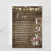 木製はしごバーガンディフローラテーブル1シーティングカード (正面)