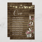 木製はしごバーガンディフローラテーブル1シーティングカード (正面/裏面)