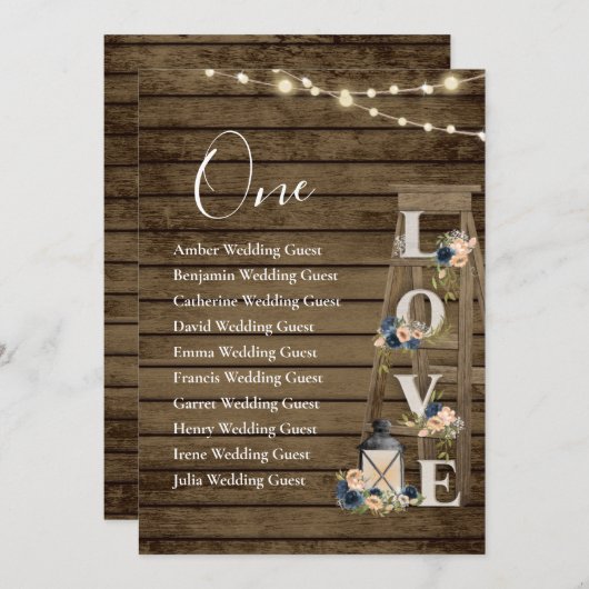 木製はしごフローラテーブル1枚シーティングカード (正面/裏面)