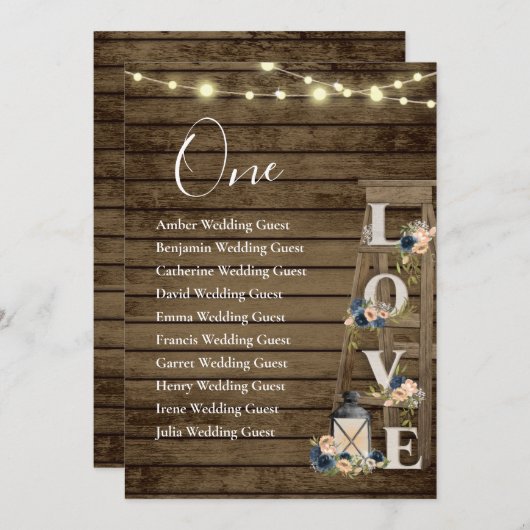 木製はしごフローラテーブル1枚シーティングカード (正面/裏面)