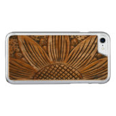 木製ひまわりプリント彫刻®木材 CarvedウッドiPhoneケース (裏面(横))