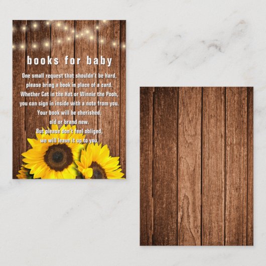 木製ひまわり素朴ライト予約リクエスト エンクロージャーカード (正面/裏面)