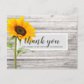 木製ひまわり誕生日感謝カード ポストカード (正面)