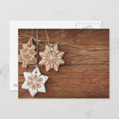 木製ぶら下がったのジンジャーブレッド シーズンポストカード (正面/裏面)