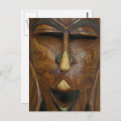 木製アフリカマスク ポストカード (正面/裏面)