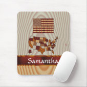 木製アメリカ国旗と地図 マウスパッド (マウス)