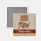 木製アメリカ国旗と地図 マグネット (正面/裏面)