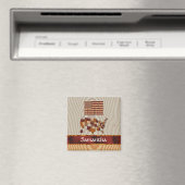 木製アメリカ国旗と地図 マグネット (インサイチュ (食洗機))