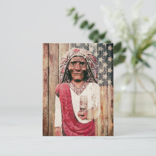 木製アンティークシガーストアインディアン ポストカード (スタンド正面)