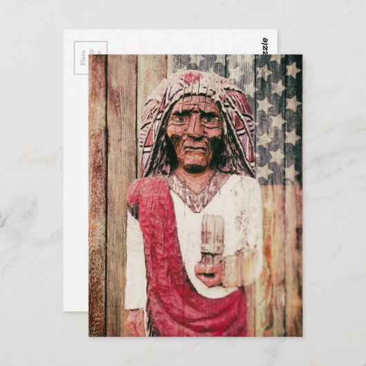 木製アンティークシガーストアインディアン ポストカード (正面/裏面)