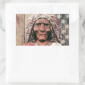 木製アンティークシガーストアインディアン 長方形シール (バッグ)