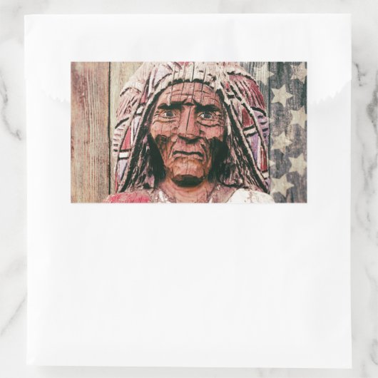 木製アンティークシガーストアインディアン 長方形シール (バッグ)