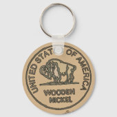 木製インディアンヘッドニッケル、追加文字マグネット キーホルダー (裏面)