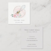 木製ウィスク赤面ウォーターカラーフローラシェフサンキュー スクエア名刺 (正面/裏面)