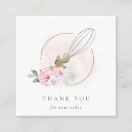 木製ウィスク赤面ウォーターカラーフローラシェフサンキュー スクエア名刺