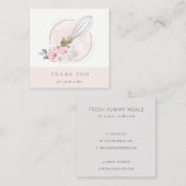 木製ウィスク赤面ウォーターカラーフローラシェフサンキュー スクエア名刺 (正面/裏面)