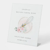 木製ウィスク赤面フローラレシピカードベビーシャワー 台座サイン (正面)