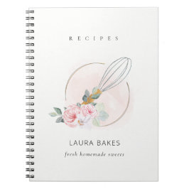 木製ウィスク赤面水彩フローラシェフレシピ ノートブック