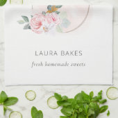 木製ウィスク赤面水彩フローラシェフロゴキット キッチンタオル (折り畳み)