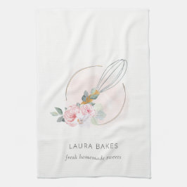 木製ウィスク赤面水彩フローラシェフロゴキット キッチンタオル