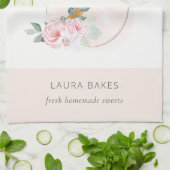 木製ウィスク赤面水彩フローラシェフロゴ キッチンタオル (折り畳み)