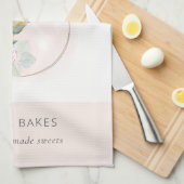 木製ウィスク赤面水彩フローラシェフロゴ キッチンタオル (四つ折り)