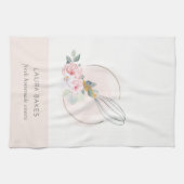 木製ウィスク赤面水彩フローラシェフロゴ キッチンタオル (横)