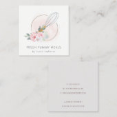 木製ウィスク赤面水彩フローラシェフロゴ スクエア名刺 (正面/裏面)