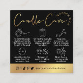 木製ウィックキャンドルブラック&金ゴールドロゴ安全カード スクエア名刺 (正面)