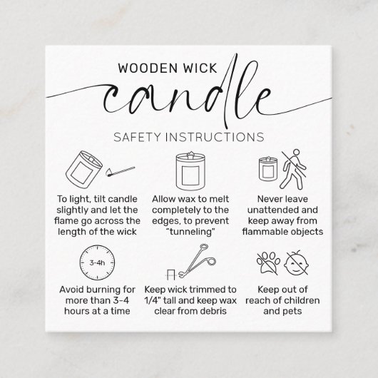 木製ウィックキャンドル気にサンキューカードエレガント スクエア名刺 (正面)