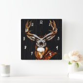 木製ウッドディアカントリー素朴ファームハユニークウス スクエア壁時計 (ホーム)