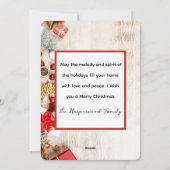 木製エレガントな家族のクリスマス ツー フォト シーズンカード (裏面)