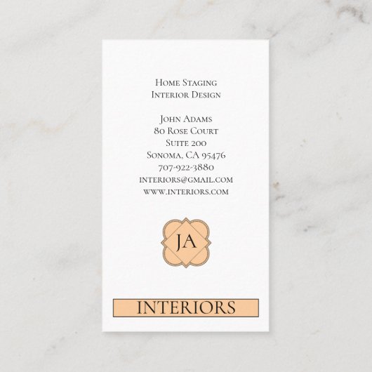 木製エレガントドアホームステージング内装設計 名刺 (裏面)