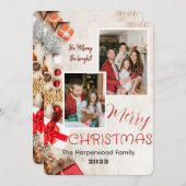 木製エレガントファミリークリスマス ツー フォト シーズンカード (正面/裏面)