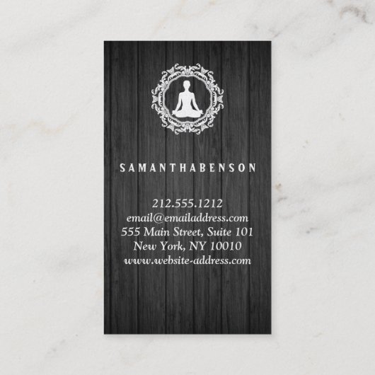 木製エレガントマンダラロゴヨガヒーリングヘルス 名刺 (裏面)
