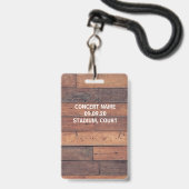 木製オリジナル名入りVIP全アクセスパス バッジ (ストラップ付き裏面)