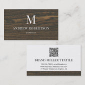 木製オークパターンモノグラムQRコード名刺 名刺 (正面/裏面)