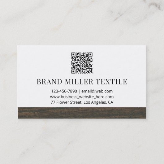 木製オークパターンモノグラムQRコード名刺 名刺 (裏面)
