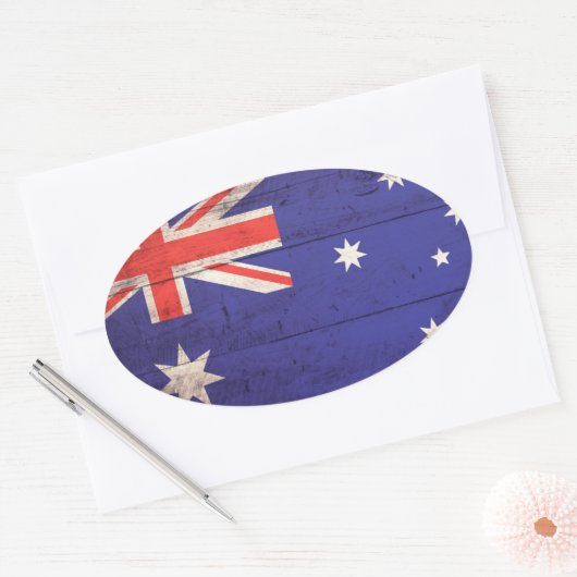 木製オーストラリア国旗 楕円形シール (封筒)