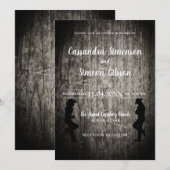 木製カウボーイ・カウガール ラスティック ウェディング デー 招待状 (正面/裏面)