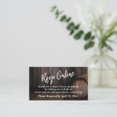 木製カジュアルのバレル上の手書き入力Rsvpオンライン エンクロージャーカード (スタンド正面)