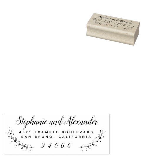 木製カスタムウェディングリース名差出人住所 ラバースタンプ (押印)