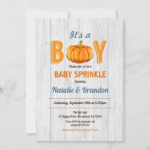 木製カボチャ素朴男の赤ちゃんのスプリンク招待 招待状 (正面)