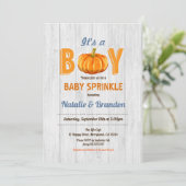 木製カボチャ素朴男の赤ちゃんのスプリンク招待 招待状 (スタンド正面)